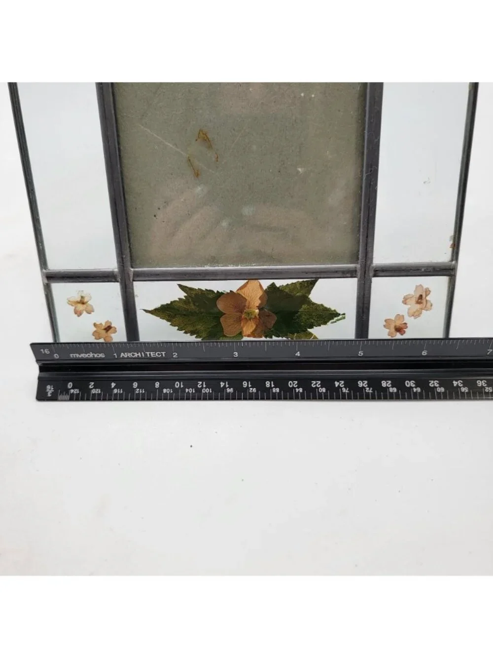 Vintage Pressed Flowers Stained Glass Photo Frame